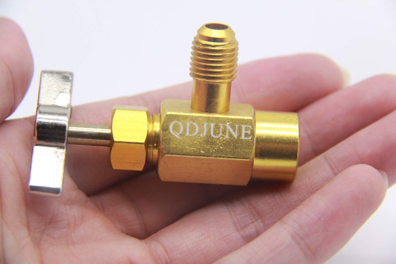 QDJUNE R134a Can Tap, Puncture Style Cans, with 1/4" SAE Male Thread to Connect R12 Manifold, R134A Valve Tool Bottle Opener 1/2In Female,1/4In SAE Male, for Automotive Air Conditioner Hose Fitting - Image 5